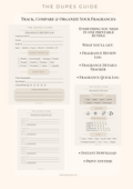 The Dupes Guide Fragrance Review Log Bundle | Printable Perfume Tracker for Testing, Comparing & Organizing Fragrances